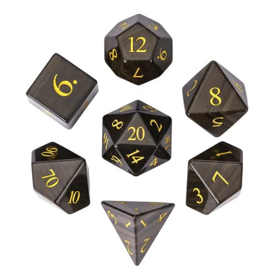 Gema Preciosa - Marmol Madera Negra | Dados para juegos de rol y mesa en PiedraBruja Chile