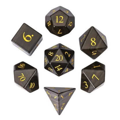 Gema Preciosa - Marmol Madera Negra | Dados para juegos de rol y mesa en PiedraBruja Chile