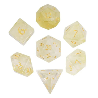 Gema Preciosa - Cuarzo Limon | Dados para juegos de rol y mesa en PiedraBruja Chile