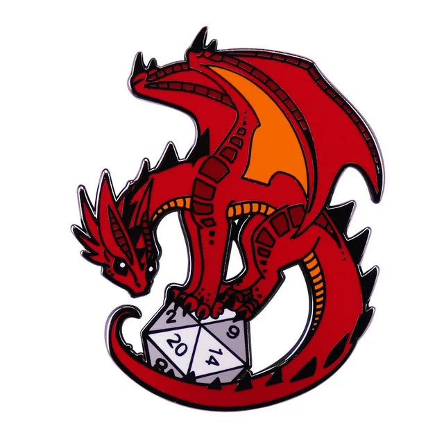 Pin Esmaltado - Dado Dragon Rojo | Coleccionables, figuras y artículos geek en PiedraBruja Chile