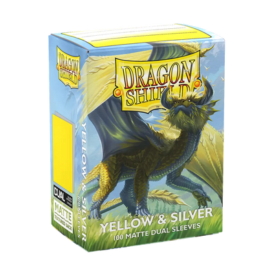 Matte Dual Sleeves - Yellow & Silver x100 | Fundas y accesorios Dragon Shield para cartas TCG en PiedraBruja Chile