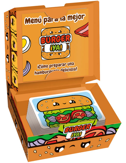 Caja abierta del juego de mesa Burger ya