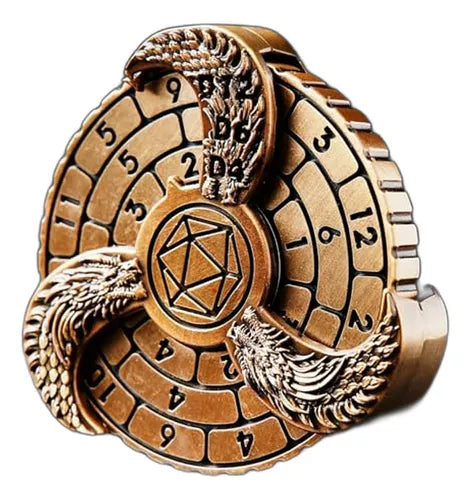 Disco-Dado Metálico de Oro - Dragon de 3 Cabezas