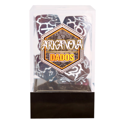 Craquelados - Púrpura y Azul | Dados para juegos de rol y mesa en PiedraBruja Chile