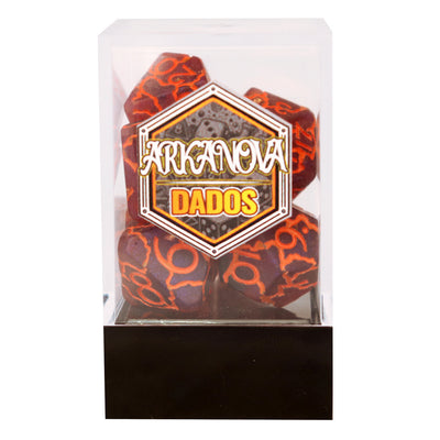 Craquelados - Púrpura y Naranja | Dados para juegos de rol y mesa en PiedraBruja Chile
