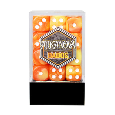 Gemini - 12mm 36 Dados Amarillo/Naranjo | Dados para juegos de rol y mesa en PiedraBruja Chile