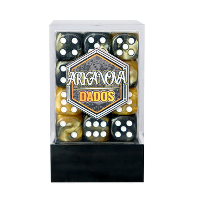 Gemini - 12mm 36 Dados Amarillo/Negro | Dados para juegos de rol y mesa en PiedraBruja Chile
