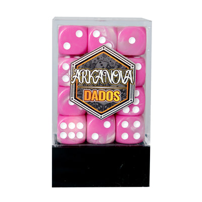 Gemini - 12mm 36 Dados Blanco/Rosado | Dados para juegos de rol y mesa en PiedraBruja Chile