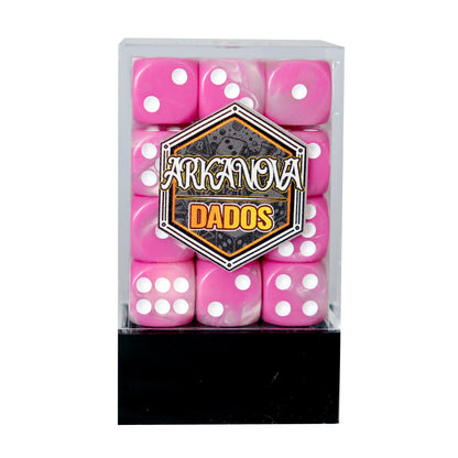 Gemini - 12mm 36 Dados Blanco/Rosado | Dados para juegos de rol y mesa en PiedraBruja Chile