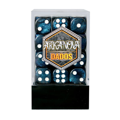 Glitter - 12mm 36 Dados Azul Oscuro | Dados para juegos de rol y mesa en PiedraBruja Chile