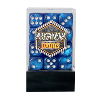 Glitter - 12mm 36 Dados Azul | Dados para juegos de rol y mesa en PiedraBruja Chile