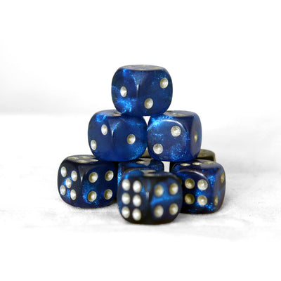 Glitter - 12mm 36 Dados Azul | Dados para juegos de rol y mesa en PiedraBruja Chile