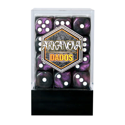 Glitter - 12mm 36 Dados Morado Oscuro | Dados para juegos de rol y mesa en PiedraBruja Chile