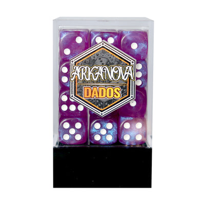 Glitter - 12mm 36 Dados Morado | Dados para juegos de rol y mesa en PiedraBruja Chile