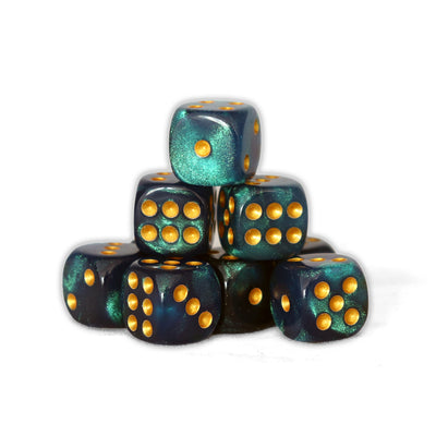 Glitter - 12mm 36 Dados Petróleo | Dados para juegos de rol y mesa en PiedraBruja Chile