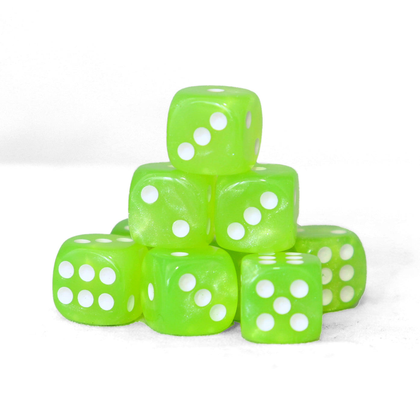 Glitter - 12mm 36 Dados Verde Limón