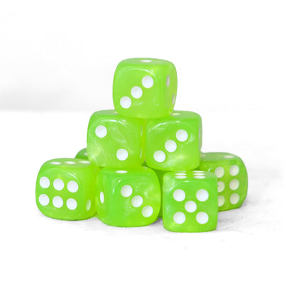 Glitter - 12mm 36 Dados Verde Limón | Dados para juegos de rol y mesa en PiedraBruja Chile