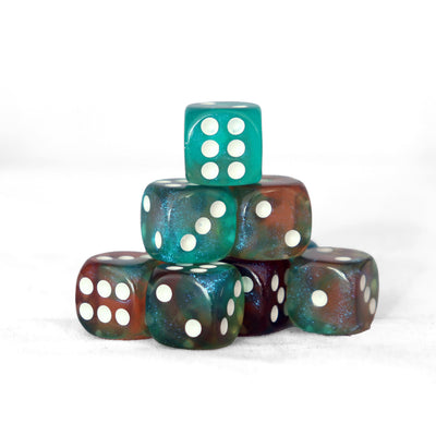 Mágicos - 12mm 36 Dados Marrón/Verde | Dados para juegos de rol y mesa en PiedraBruja Chile