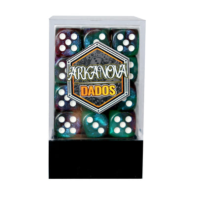 Mágicos - 12mm 36 Dados Morado/Verde | Dados para juegos de rol y mesa en PiedraBruja Chile