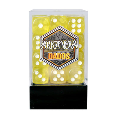 Transparentes - 12mm 36 Dados Amarillo | Dados para juegos de rol y mesa en PiedraBruja Chile
