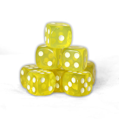 Transparentes - 12mm 36 Dados Amarillo | Dados para juegos de rol y mesa en PiedraBruja Chile