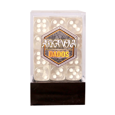 Transparentes - 12mm 36 Dados Blanco | Dados para juegos de rol y mesa en PiedraBruja Chile