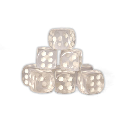 Transparentes - 12mm 36 Dados Blanco | Dados para juegos de rol y mesa en PiedraBruja Chile