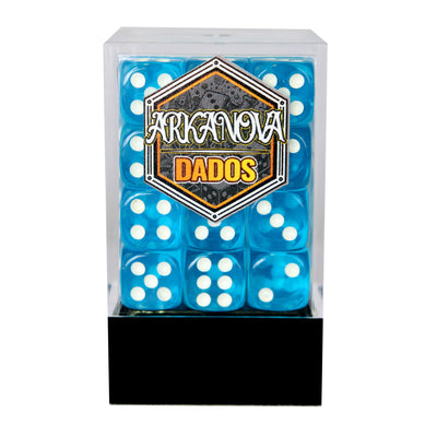 Transparentes - 12mm 36 Dados Celeste | Dados para juegos de rol y mesa en PiedraBruja Chile