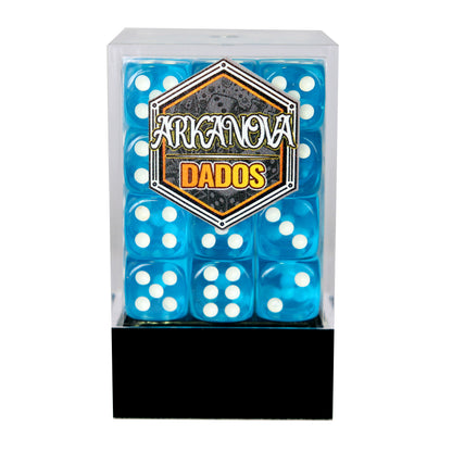 Transparentes - 12mm 36 Dados Celeste | Dados para juegos de rol y mesa en PiedraBruja Chile