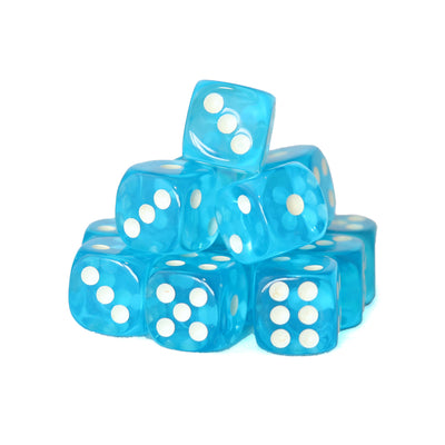 Transparentes - 12mm 36 Dados Celeste | Dados para juegos de rol y mesa en PiedraBruja Chile