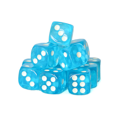 Transparentes - 12mm 36 Dados Celeste | Dados para juegos de rol y mesa en PiedraBruja Chile