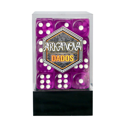 Transparentes - 12mm 36 Dados Morado | Dados para juegos de rol y mesa en PiedraBruja Chile