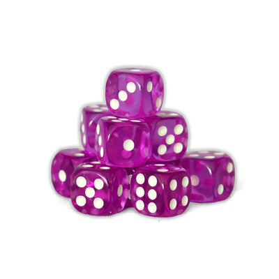 Transparentes - 12mm 36 Dados Morado | Dados para juegos de rol y mesa en PiedraBruja Chile