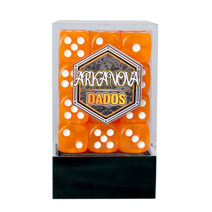 Transparentes - 12mm 36 Dados Naranjo | Dados para juegos de rol y mesa en PiedraBruja Chile