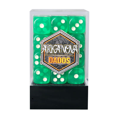 Transparentes - 12mm 36 Dados Verde | Dados para juegos de rol y mesa en PiedraBruja Chile