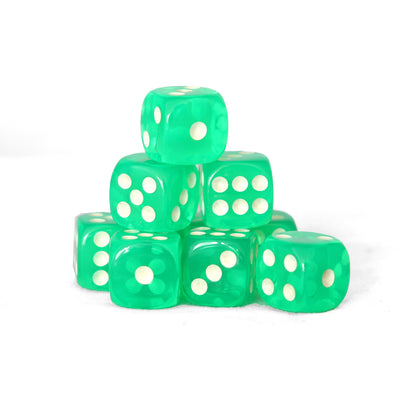 Transparentes - 12mm 36 Dados Verde | Dados para juegos de rol y mesa en PiedraBruja Chile