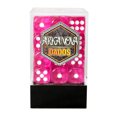 Transparentes - 12mm 36 Dados Fucsia | Dados para juegos de rol y mesa en PiedraBruja Chile