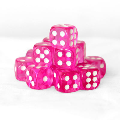 Transparentes - 12mm 36 Dados Fucsia | Dados para juegos de rol y mesa en PiedraBruja Chile