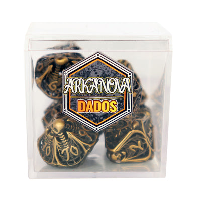 Metálicos - Filigrana de Calavera en Bronce | Dados para juegos de rol y mesa en PiedraBruja Chile