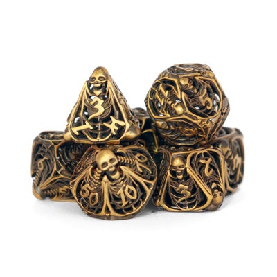 Metálicos - Filigrana de Calavera en Bronce | Dados para juegos de rol y mesa en PiedraBruja Chile