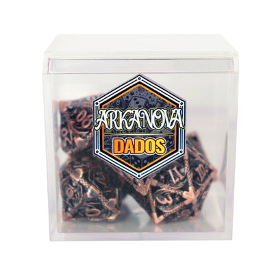 Metálicos - Filigrana de Dragón en Cobre | Dados para juegos de rol y mesa en PiedraBruja Chile