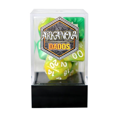 Gemini - Amarillo/Verde | Dados para juegos de rol y mesa en PiedraBruja Chile
