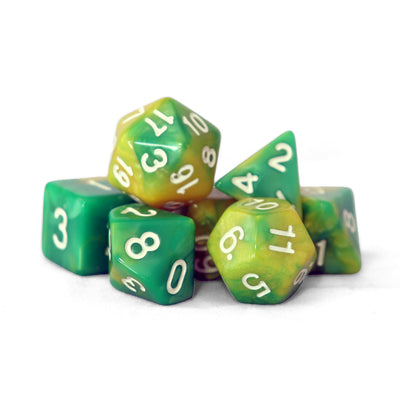 Gemini - Amarillo/Verde | Dados para juegos de rol y mesa en PiedraBruja Chile