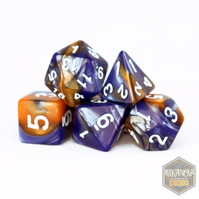 Gemini - Azul/Naranjo | Dados para juegos de rol y mesa en PiedraBruja Chile
