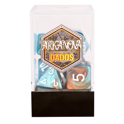 Gemini - Celeste/Naranjo | Dados para juegos de rol y mesa en PiedraBruja Chile