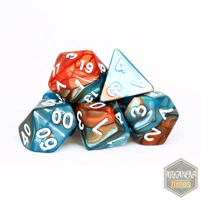 Gemini - Celeste/Naranjo | Dados para juegos de rol y mesa en PiedraBruja Chile