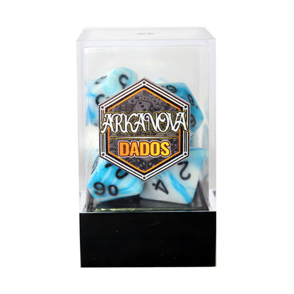 Gemini - Blanco/Celeste | Dados para juegos de rol y mesa en PiedraBruja Chile