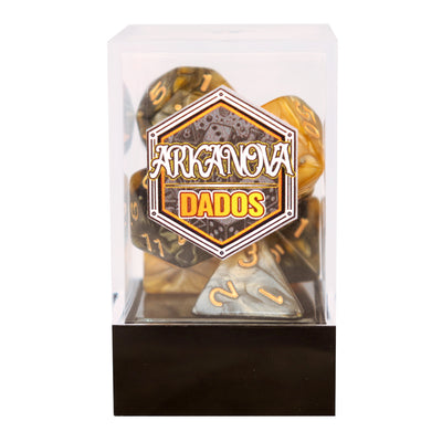 Gemini - Amarillo/Negro | Dados para juegos de rol y mesa en PiedraBruja Chile
