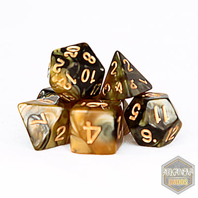 Gemini - Amarillo/Negro | Dados para juegos de rol y mesa en PiedraBruja Chile