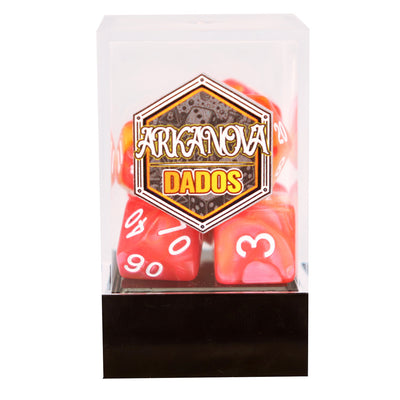 Gemini - Naranjo/Rojo | Dados para juegos de rol y mesa en PiedraBruja Chile
